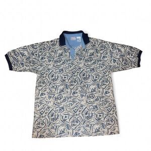 Vintage 1990s Bugle Boy Men's Grey and Khaki Polo Shirt SZ L